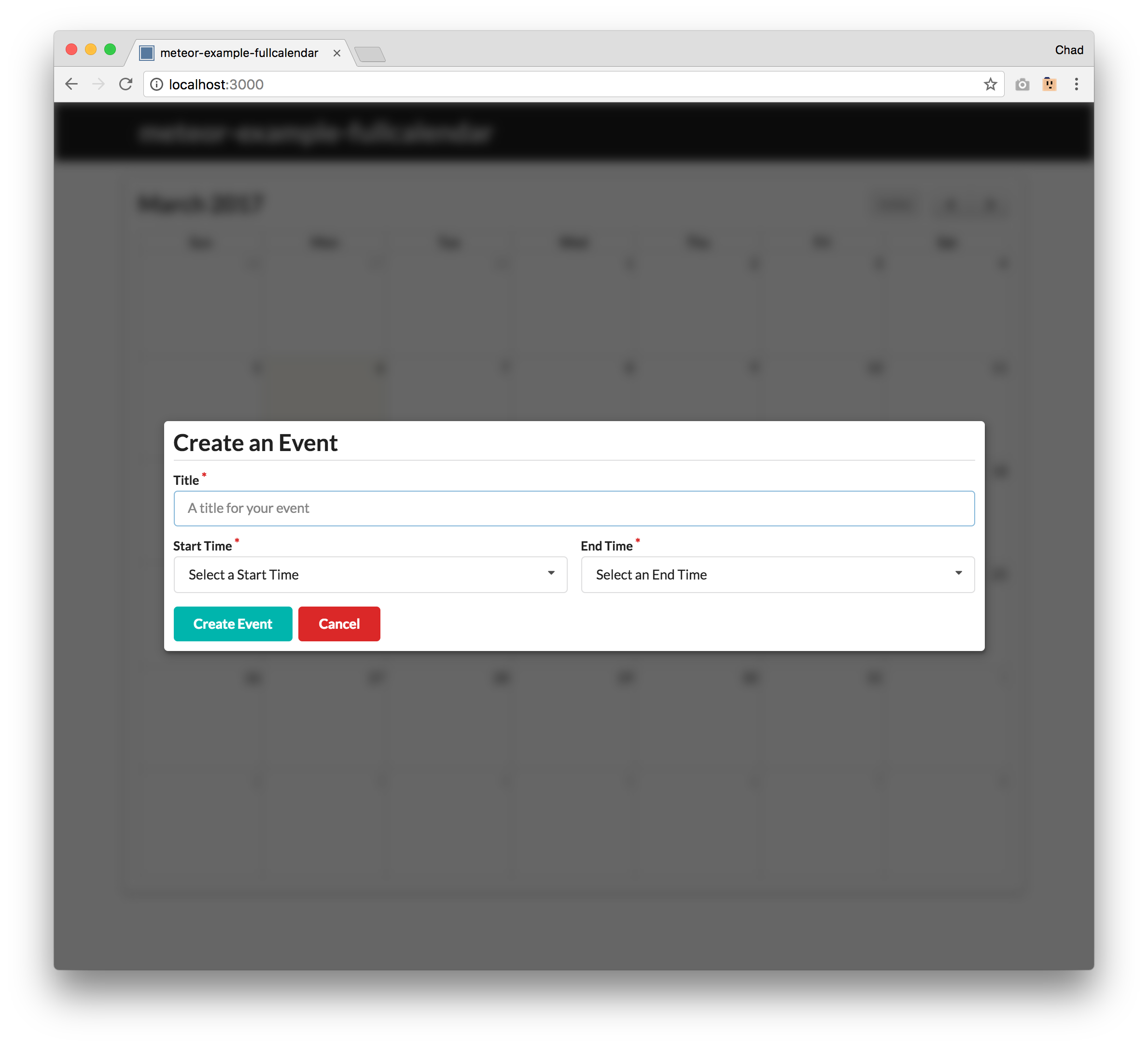 Create Event Modal